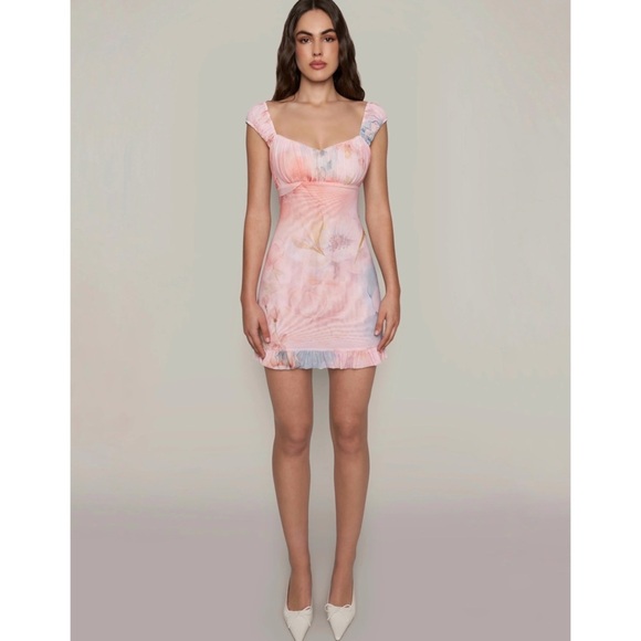 Danielle Guizio mini pink mesh dress NEW - Picture 5 of 6